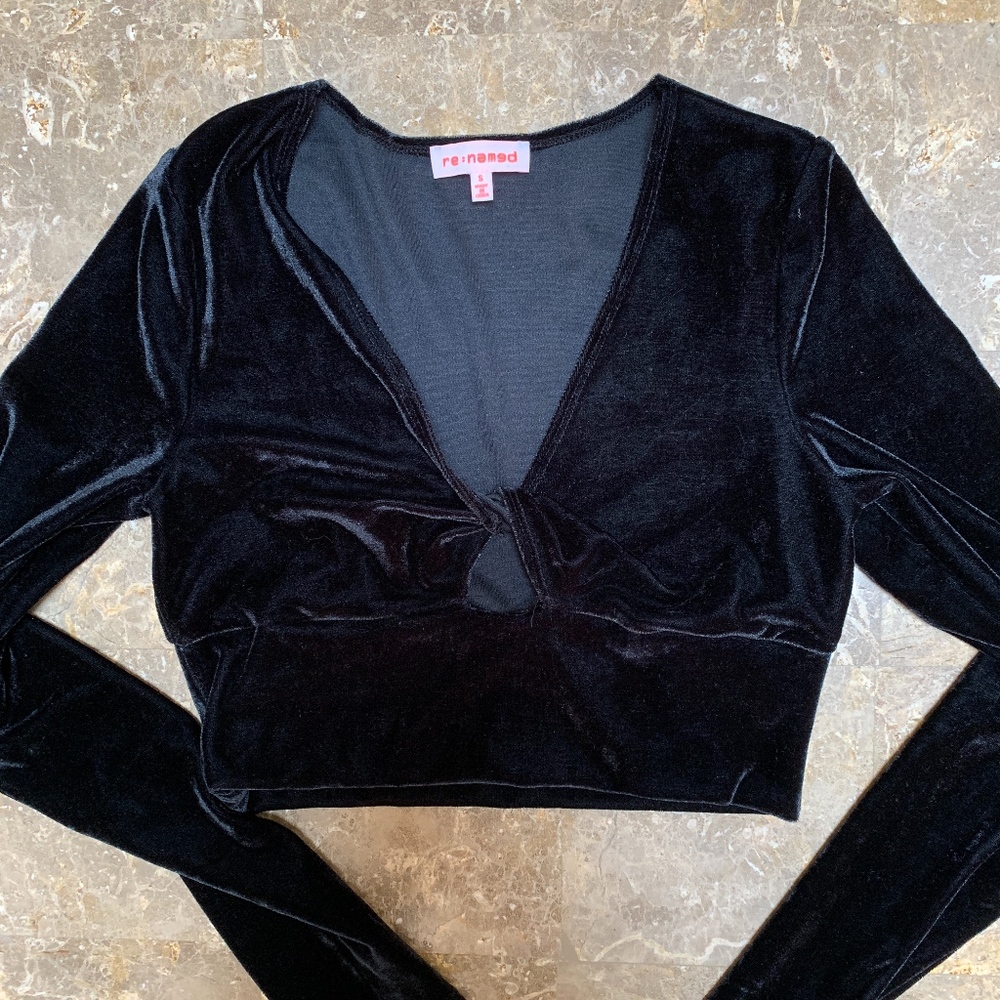 Black Velvet Crop Top